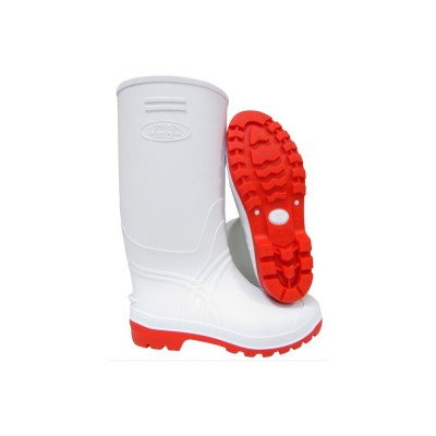 BOTA PVC BLANCA SUELA NITRILO ROJA